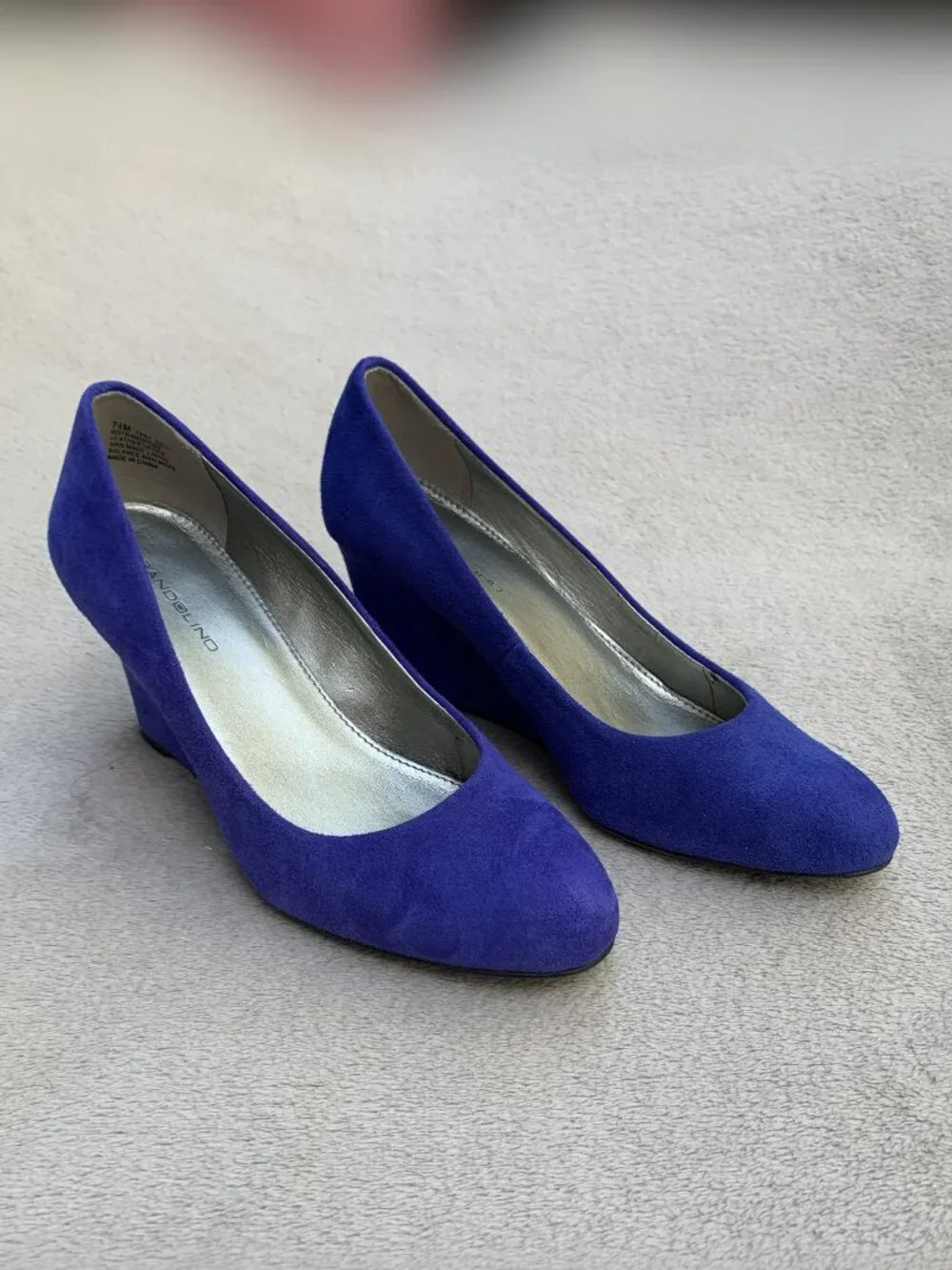 Bandolino Transpose Blue Suede Demi Wedges Sz 7.5